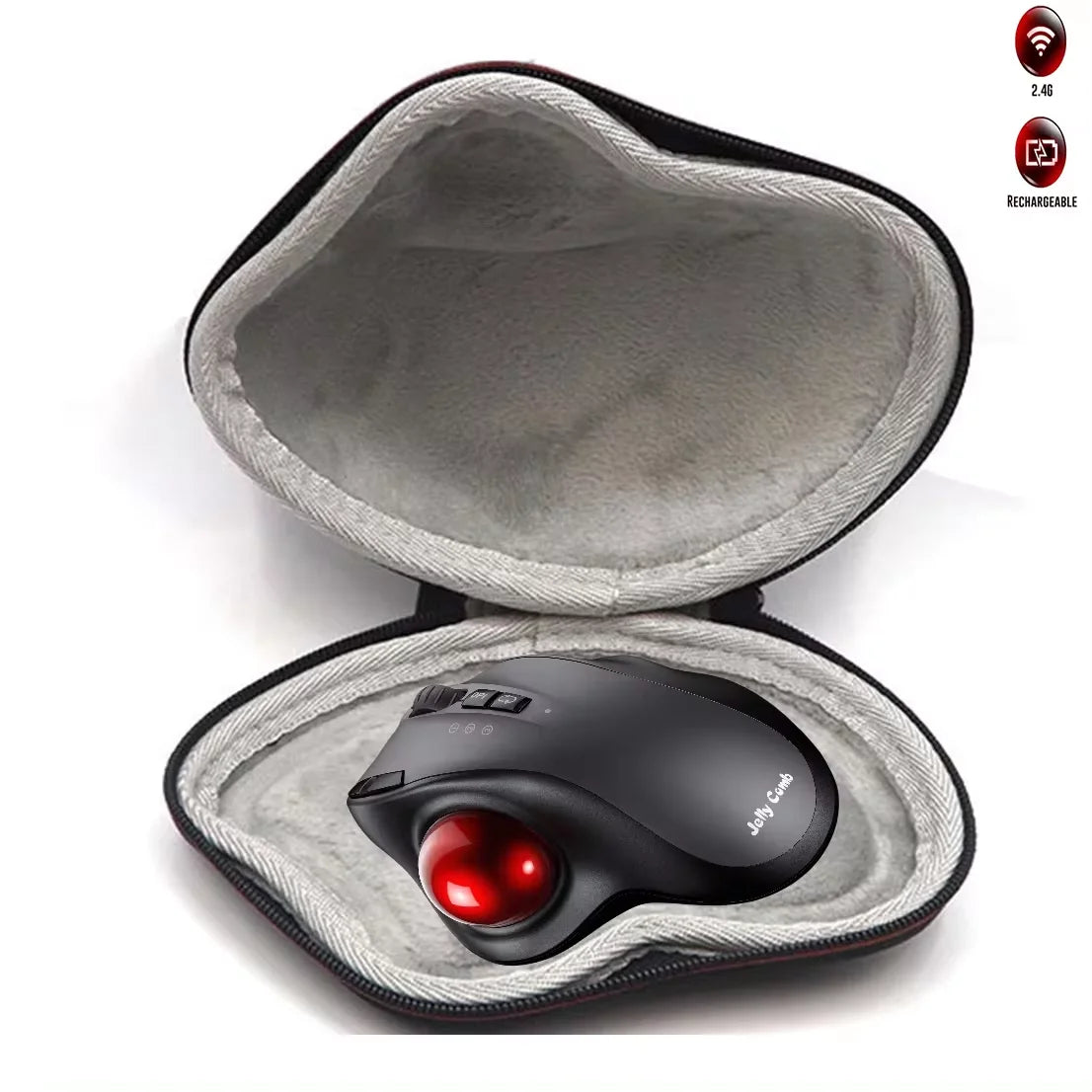 Experience Ultimate Comfort with the 2400DPI Bluetooth Trackball Mouse - Rechargeable Ergonomic Design with EVA Case for Laptops and Tablets