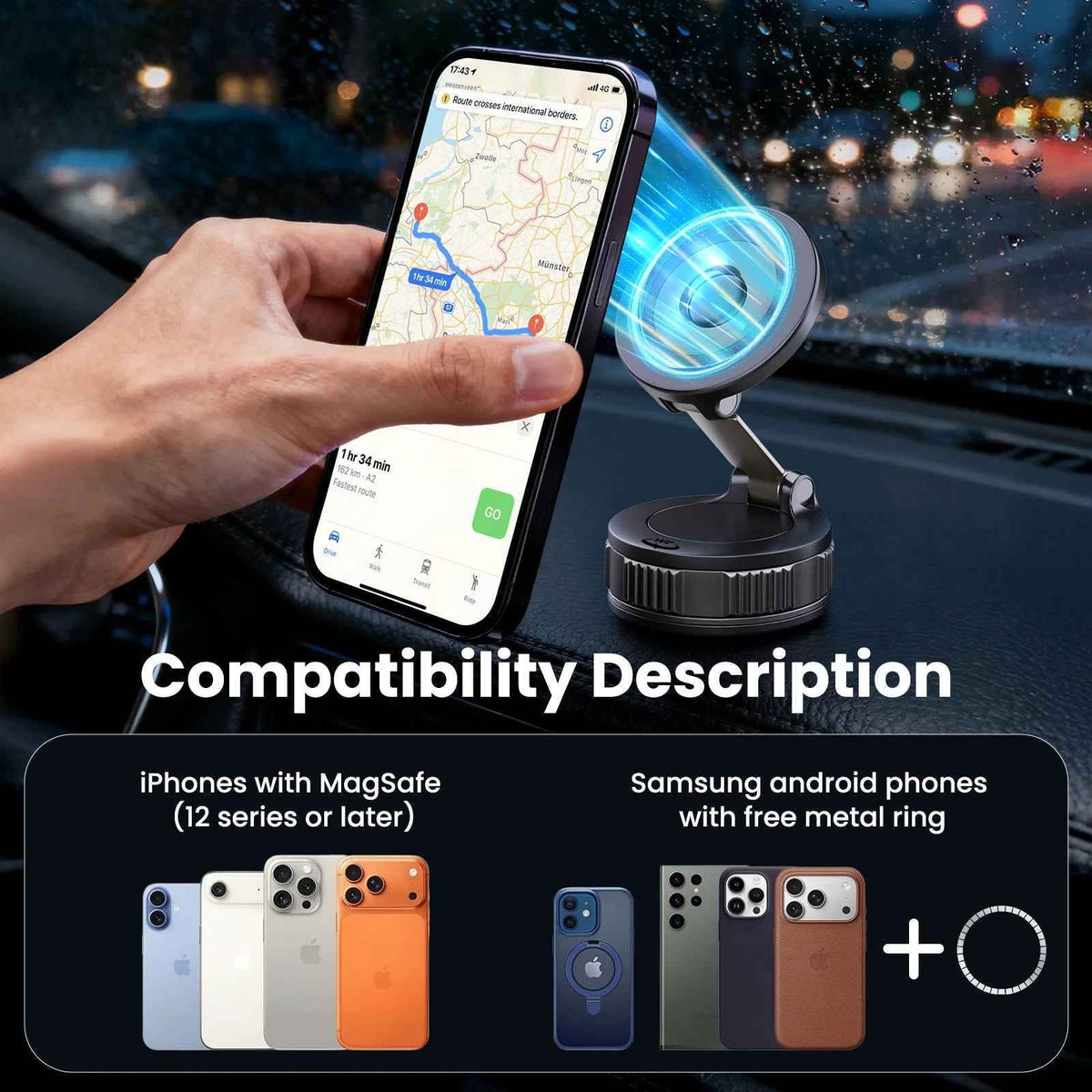 Revolutionary Mag-Safe 360° Adjustable Car Phone Holder - Perfect Fit for iPhone 17 Pro Max, 16, 15, 14, 13, 12, and Air Plus - Your Ultimate Driving Companion