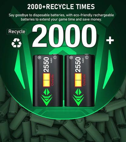 Ultimate Xbox Controller Charger with Dual 2550mAh Battery Packs - Unleash Endless Gaming Power!