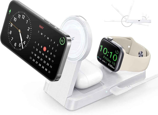 Revolutionary 3-in-1 Foldable Wireless Charging Station - Effortlessly Charge Your iPhone 17/16/15/14/13/12, Apple Watch & AirPods in Style!