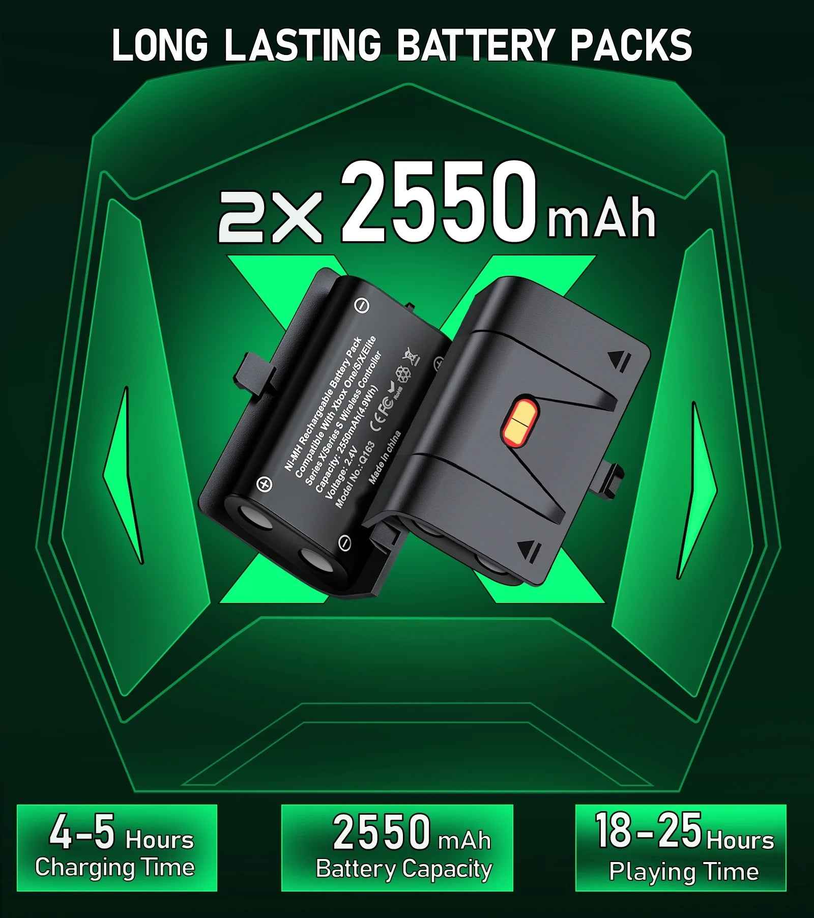 Ultimate Xbox Controller Charger with Dual 2550mAh Battery Packs - Unleash Endless Gaming Power!