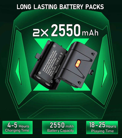 Ultimate Xbox Controller Charger with Dual 2550mAh Battery Packs - Unleash Endless Gaming Power!