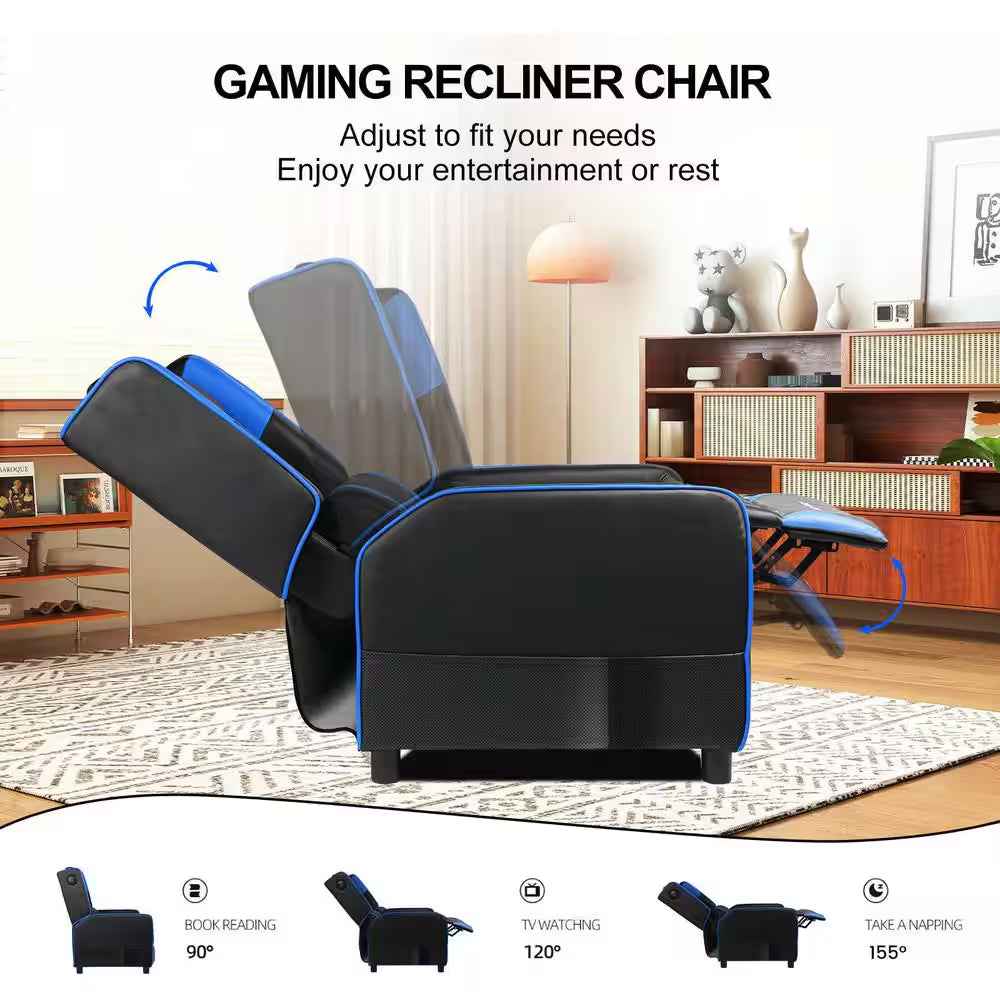 Ultimate Comfort with Our Blue Faux Leather Gaming Chair - Ergonomic Design for Hours of Enjoyment