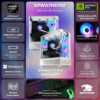 Element Pro Gaming PC - Elevate Your Play with AMD Ryzen 7 and RTX 5070
