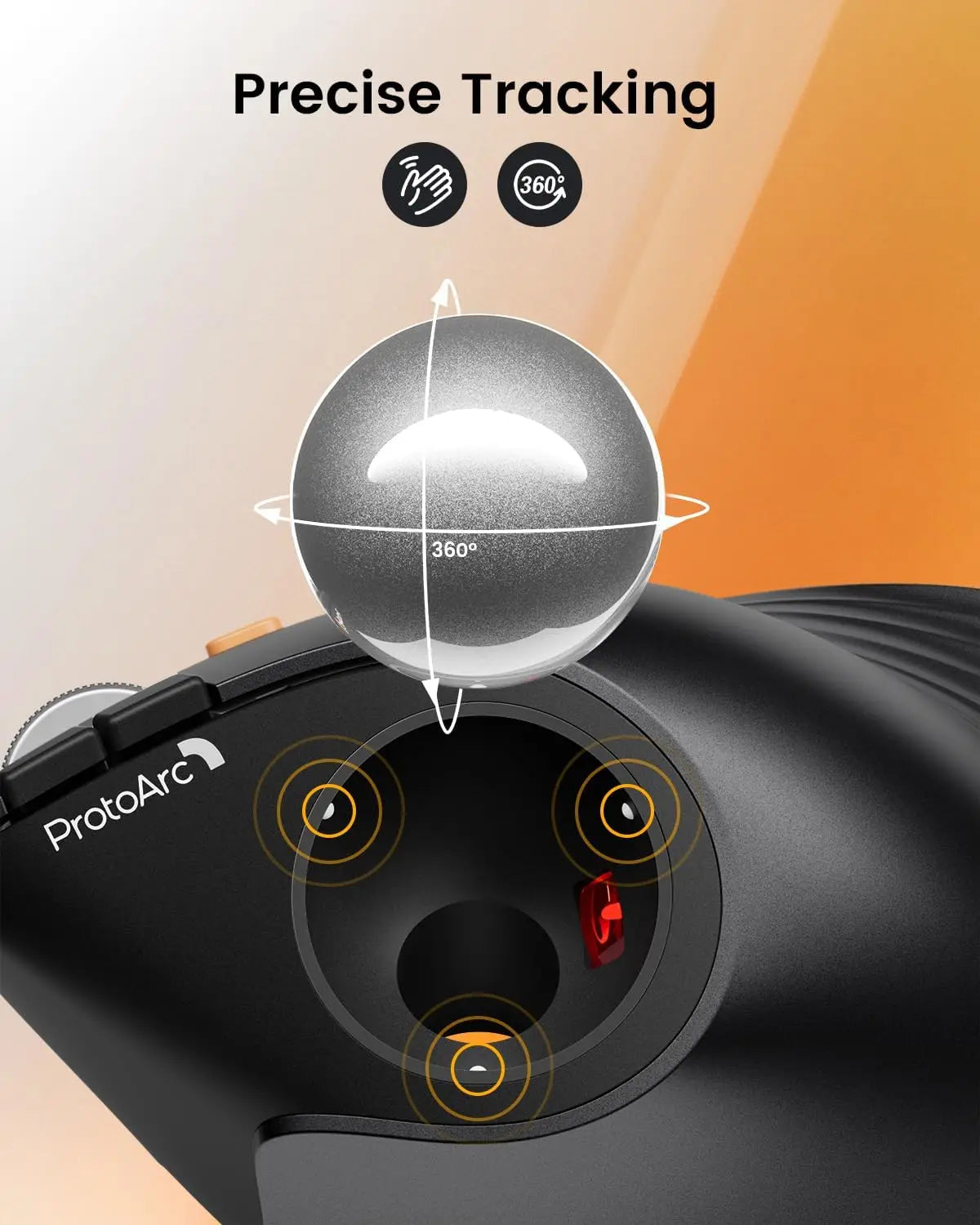 Experience Ultimate Comfort with the Protoarc Vertical Wireless Trackball Mouse - EM05 NL Bluetooth Ergonomic Rollerball for Effortless Control
