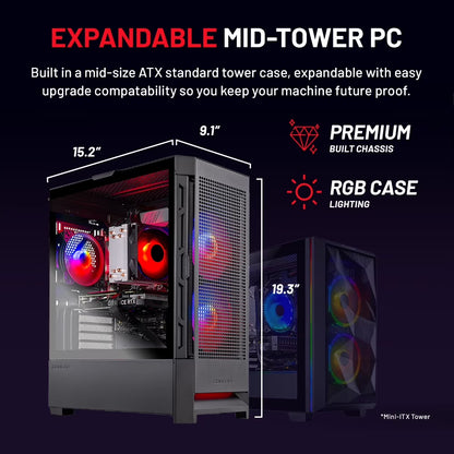 Blaze4 Mini Gaming PC, AMD Ryzen 5 5500 3.6Ghz, NVIDIA RTX 5060 Ti 8GB VRAM, 1TB Nvme SSD, 16GB DDR4 RAM 3200, 650W GOLD PSU, WI-FI 5, Windows 11, Desktop