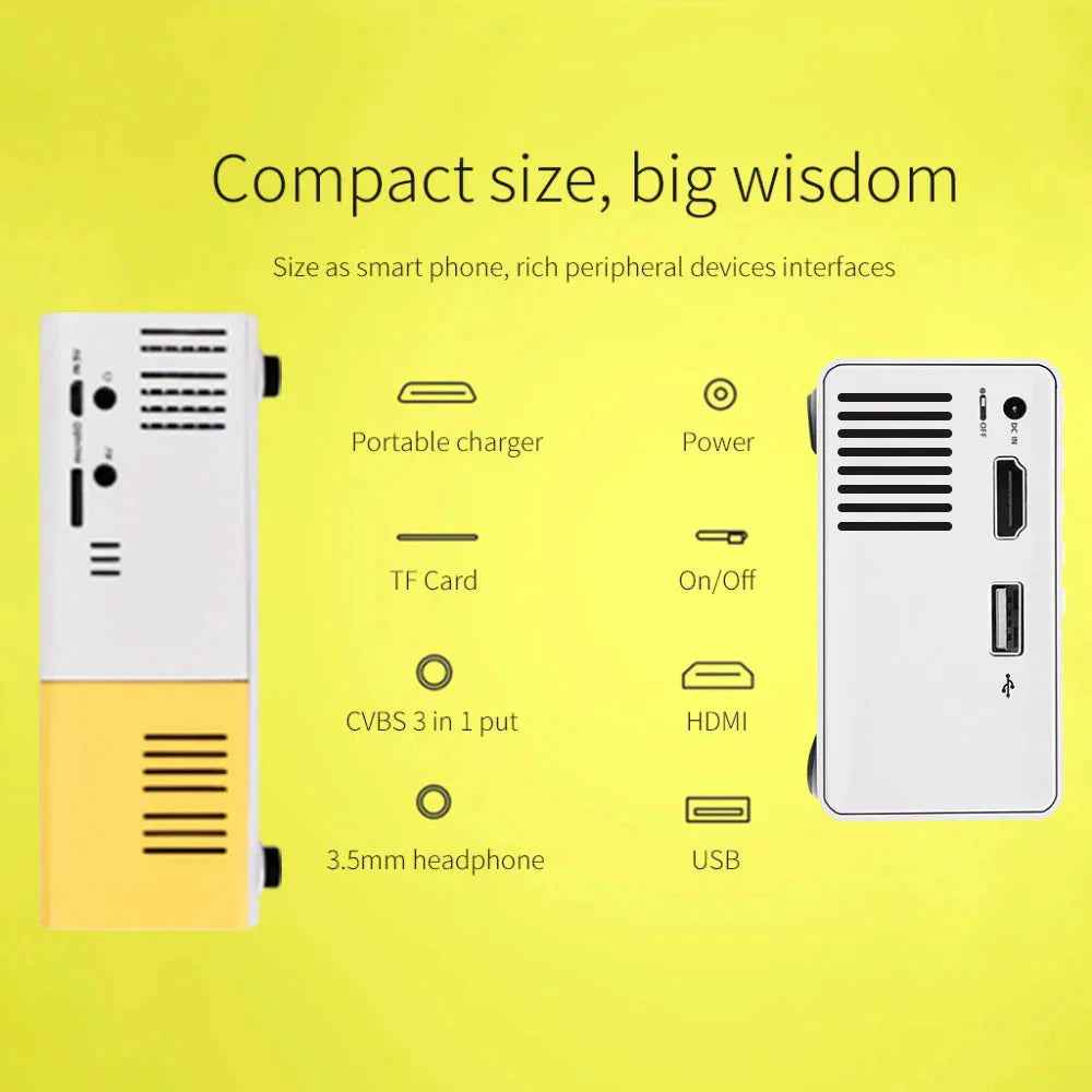 Mini Projector – 1080P Full HD Support, Portable LED Projector, 4K Video