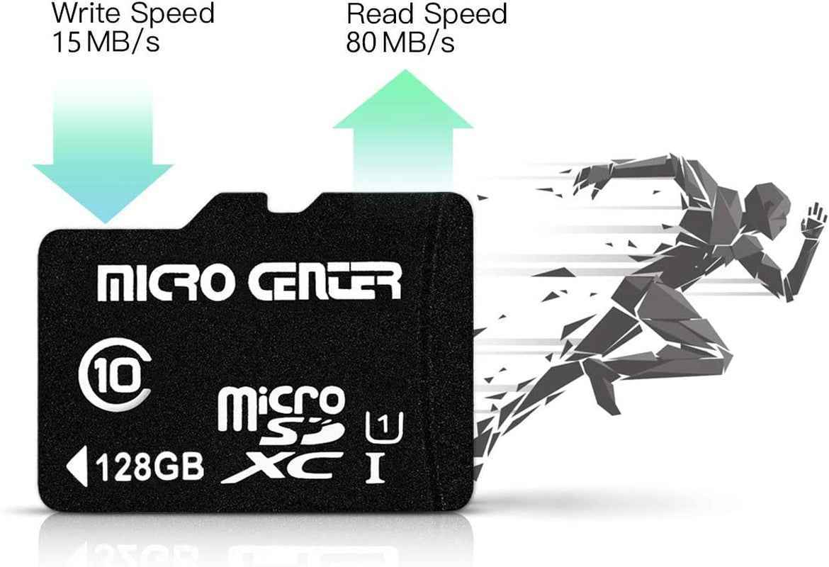 Micro Center 128GB Class 10 MicroSDXC Card with Adapter - Ultimate High-Speed Storage for Your Devices - Perfect for Full HD Video, Photos, and More!