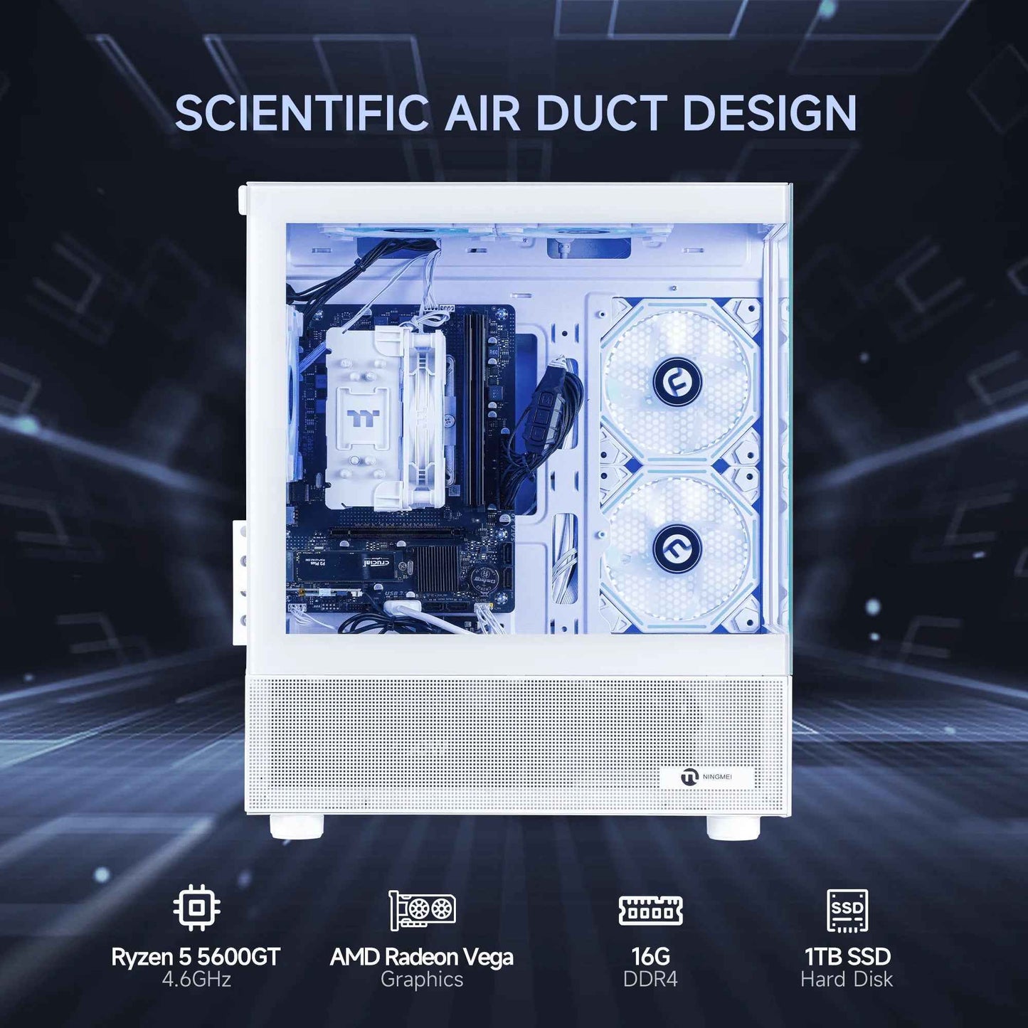 Unleash Your Gaming Potential with the Lumishore High-Performance Gaming PC - AMD Ryzen 5 5600GT, 16GB RAM, 1TB SSD, WiFi Ready!