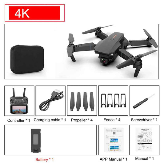E88 Pro Foldable Quadcopter Drone - WIFI FPV, HD 4K Camera