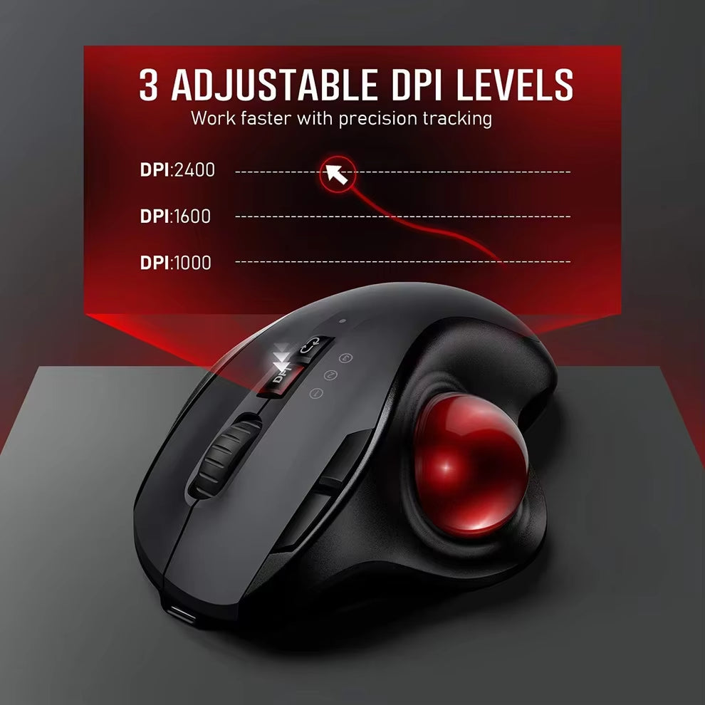 Revolutionize Your Workspace with Our Wireless Bluetooth Trackball Mouse - Ergonomic, Rechargeable, and Compatible with All Devices!