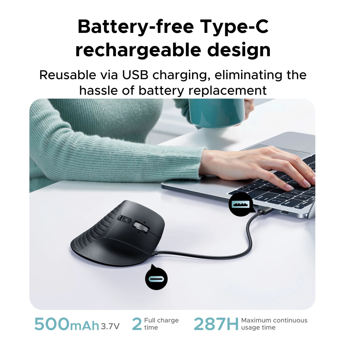 Revolutionary Ergonomic Trackball Mouse - Rechargeable Bluetooth & 2.4G Wireless with 2000 DPI for Ultimate Comfort and Precision