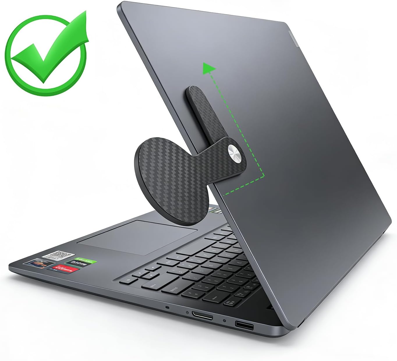 Elevate Your Workspace with the Carbon Fiber Magnetic Phone Holder - Adjustable, Foldable Laptop Stand for iPhone MagSafe and All Phones