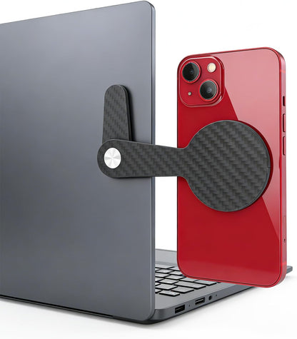 Elevate Your Workspace with the Carbon Fiber Magnetic Phone Holder - Adjustable, Foldable Laptop Stand for iPhone MagSafe and All Phones