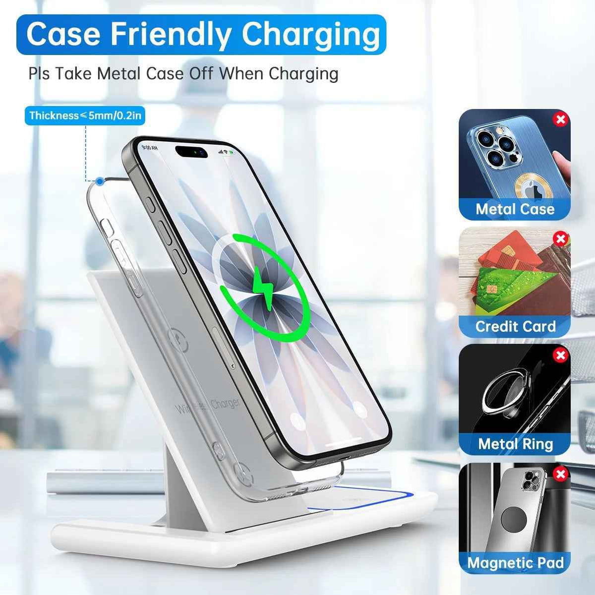Revolutionary 3-in-1 Wireless Charging Station with Soothing Breathing Indicator - Fast Charge Your iPhone, Apple Watch, and AirPods Effortlessly