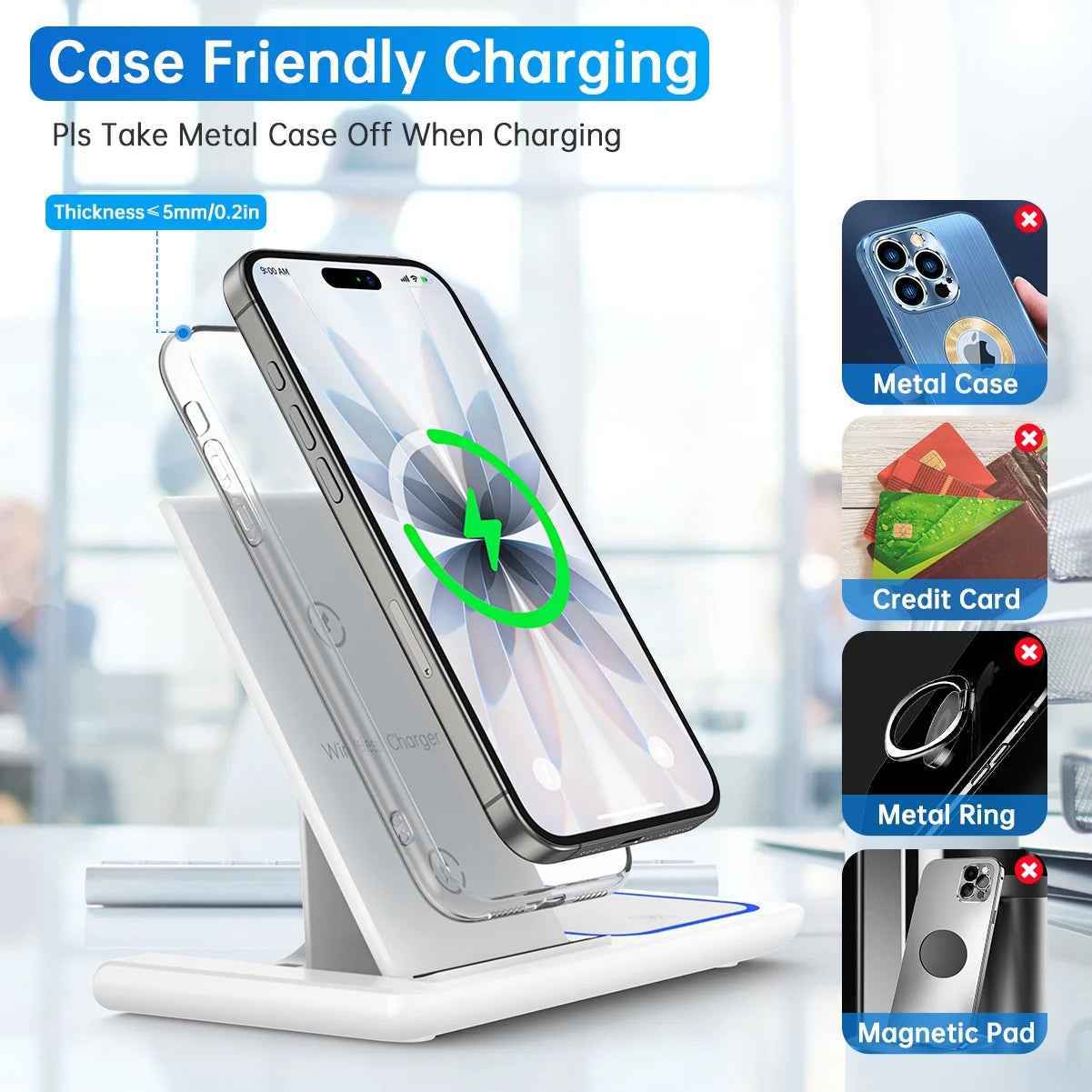 Revolutionary 3-in-1 Wireless Charging Station with Soothing Breathing Indicator - Fast Charge Your iPhone, Apple Watch, and AirPods Effortlessly