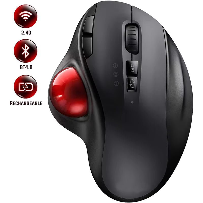 Revolutionize Your Workspace with Our Wireless Bluetooth Trackball Mouse - Ergonomic, Rechargeable, and Compatible with All Devices!