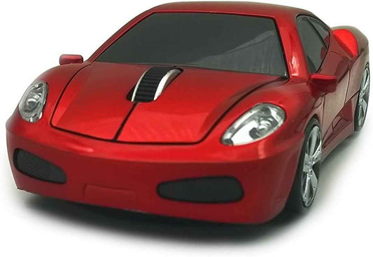 Sleek Red Wireless Car Mouse - 2.4GHz Optical Gaming Mouse with 1600 DPI for Ultimate Precision