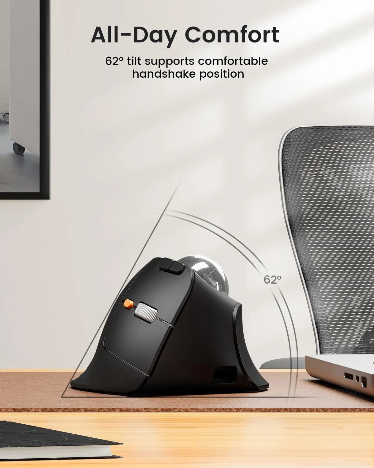 Experience Ultimate Comfort with the Protoarc Vertical Wireless Trackball Mouse - EM05 NL Bluetooth Ergonomic Rollerball for Effortless Control
