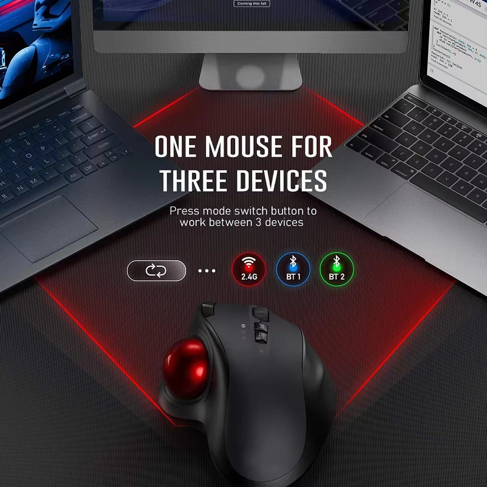 Revolutionize Your Workspace with Our Wireless Bluetooth Trackball Mouse - Ergonomic, Rechargeable, and Compatible with All Devices!