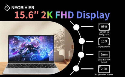 Lightweight Gaming Laptop - Powerful 15.6" 2K Display with Up to 3.4GHz Performance