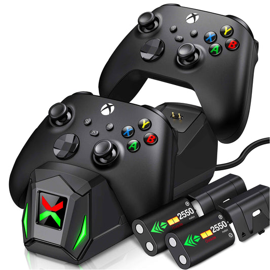 Ultimate Xbox Controller Charger with Dual 2550mAh Battery Packs - Unleash Endless Gaming Power!