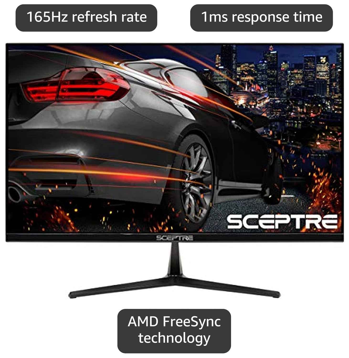 E255B-1658A 25-Inch FHD 1080P Gaming Monitor - Experience Ultra-Smooth Gameplay with 165Hz Refresh Rate, 1ms Response Time, and Built-In Speakers in Stylish Metallic Black