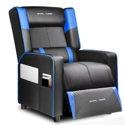 Elevate Your Gaming Experience with the Blue Faux Leather Gaming Chair - Ergonomic Lumbar Support and Reclining Comfort