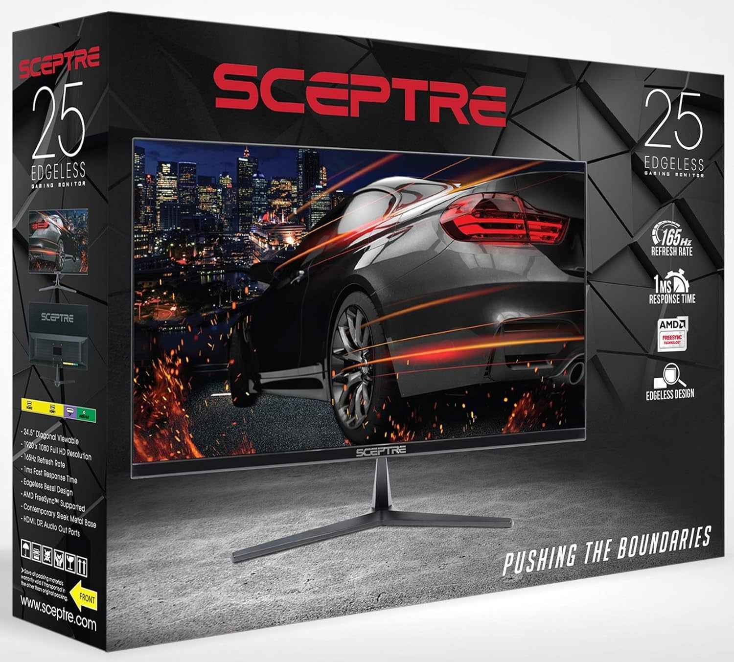 E255B-1658A 25-Inch FHD 1080P Gaming Monitor - Experience Ultra-Smooth Gameplay with 165Hz Refresh Rate, 1ms Response Time, and Built-In Speakers in Stylish Metallic Black