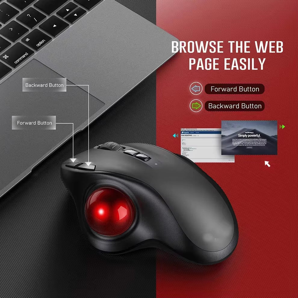 Revolutionize Your Workspace with Our Wireless Bluetooth Trackball Mouse - Ergonomic, Rechargeable, and Compatible with All Devices!