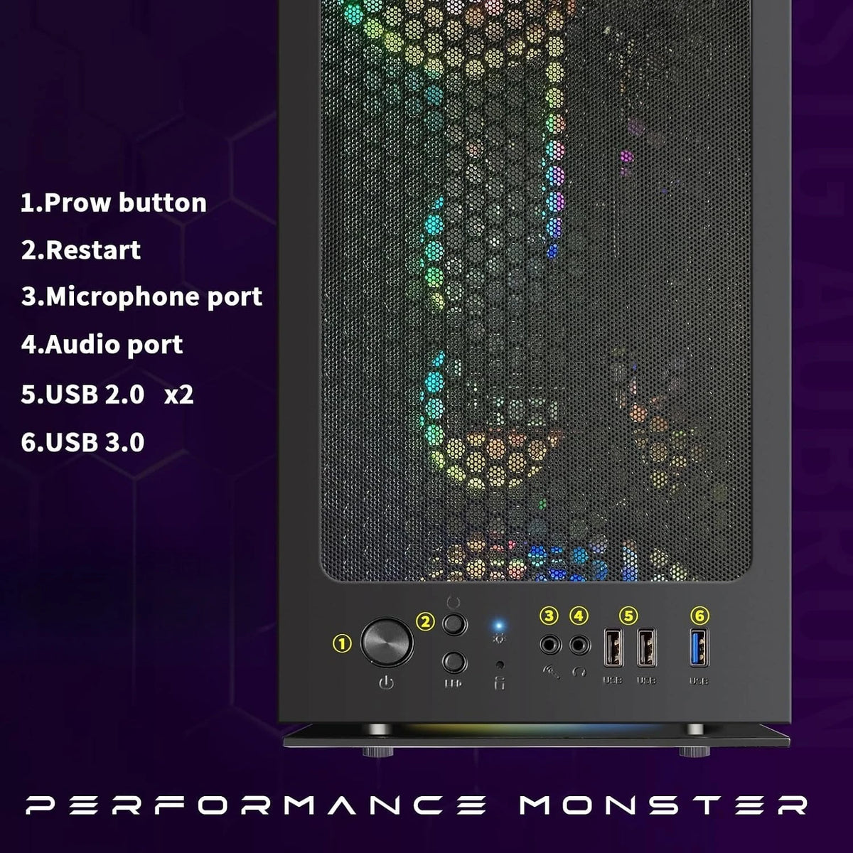 High-Performance Gaming Desktop PC - AMD Ryzen 5 2600, GeForce RTX 2060, 16GB RAM, 512GB SSD, WiFi 6, Bluetooth 5.0, RGB, Windows 11 Home