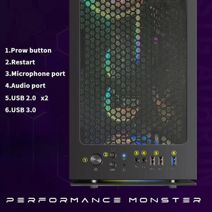 High-Performance Gaming Desktop PC - AMD Ryzen 5 2600, GeForce RTX 2060, 16GB RAM, 512GB SSD, WiFi 6, Bluetooth 5.0, RGB, Windows 11 Home