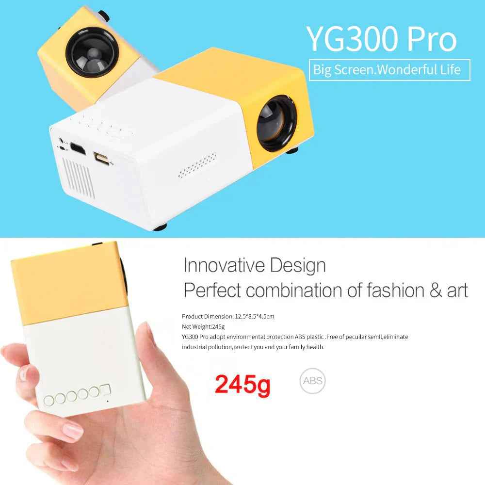 Mini Projector – 1080P Full HD Support, Portable LED Projector, 4K Video