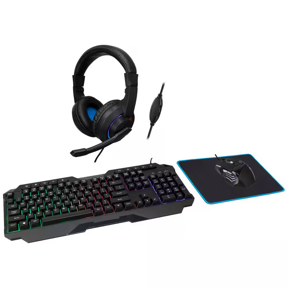 Ultimate 4-In-1 Gaming Bundle: Keyboard, Mouse, Headset & Desk Pad for Unmatched Performance