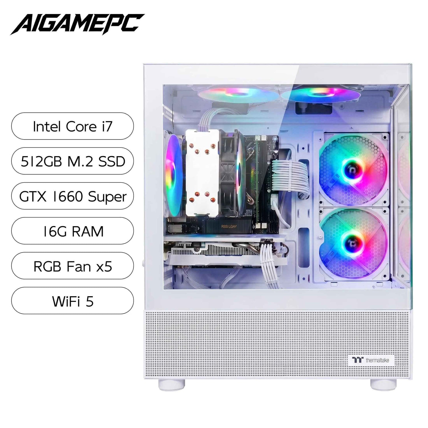 Elevate Your Gaming Experience with the Intel Core i7 High-Performance Gaming PC - 16GB RAM, 512GB SSD, and Eye-Catching RGB Fans!