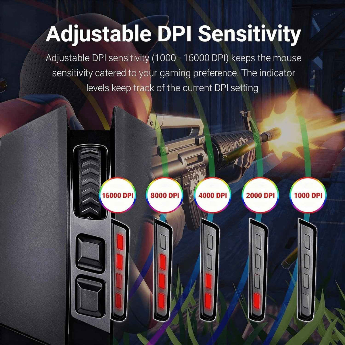 Transform Your Gameplay with the M801 Wireless RGB Gaming Mouse - Superior Precision, 9 Customizable Buttons & 16000 DPI