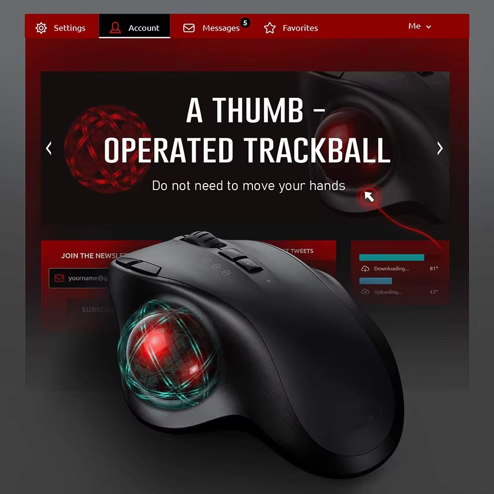 Revolutionize Your Workspace with Our Wireless Bluetooth Trackball Mouse - Ergonomic, Rechargeable, and Compatible with All Devices!