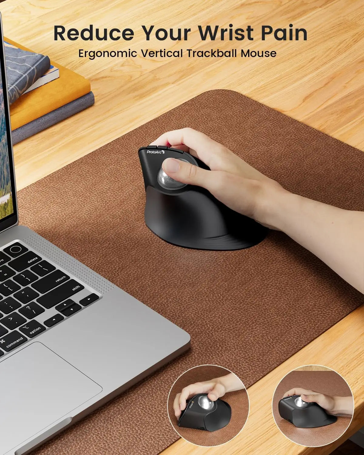 Experience Ultimate Comfort with the Protoarc Vertical Wireless Trackball Mouse - EM05 NL Bluetooth Ergonomic Rollerball for Effortless Control