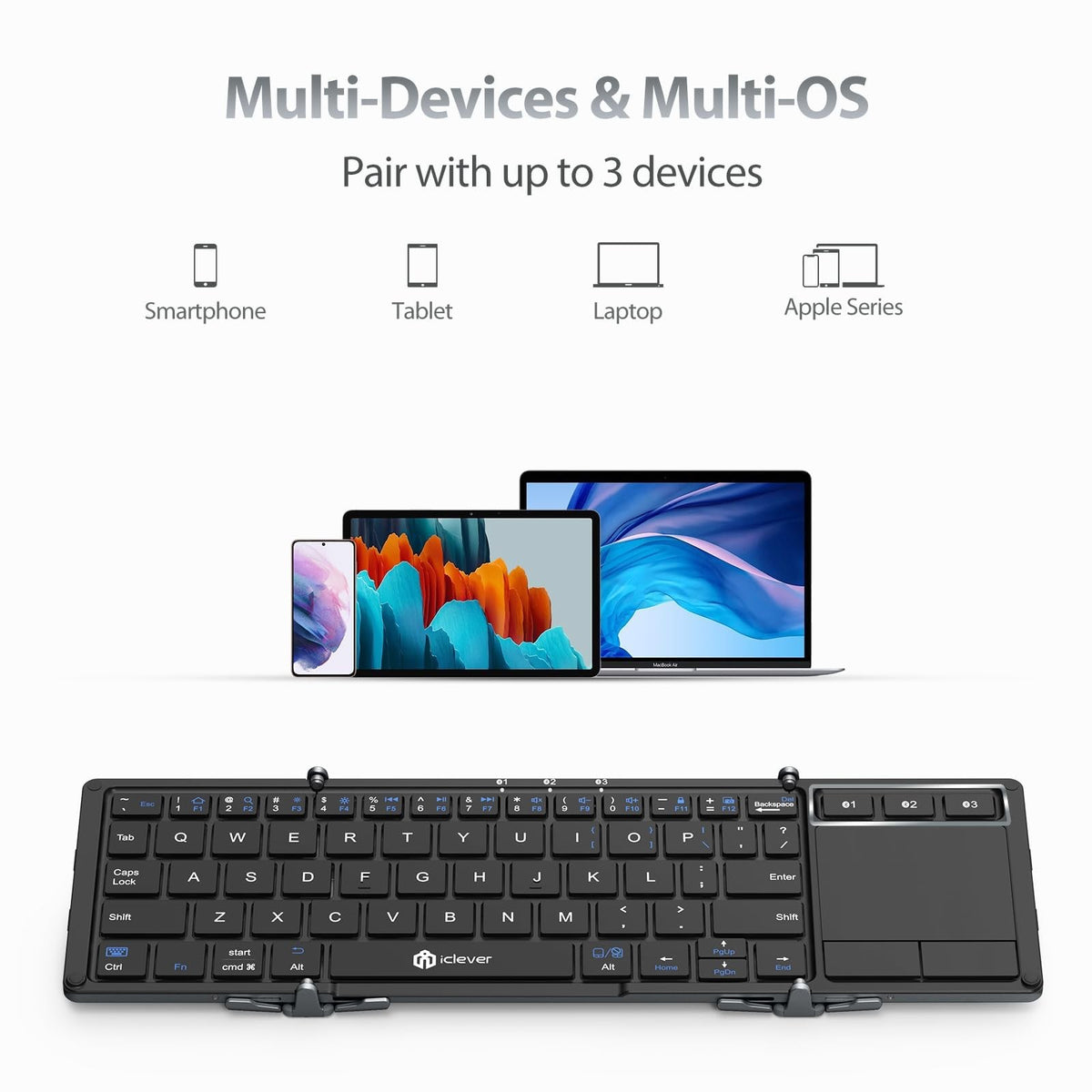 Transform Your Productivity with the Iclever BK08 Foldable Bluetooth Keyboard & Touchpad - Ultimate Portability for Professionals!