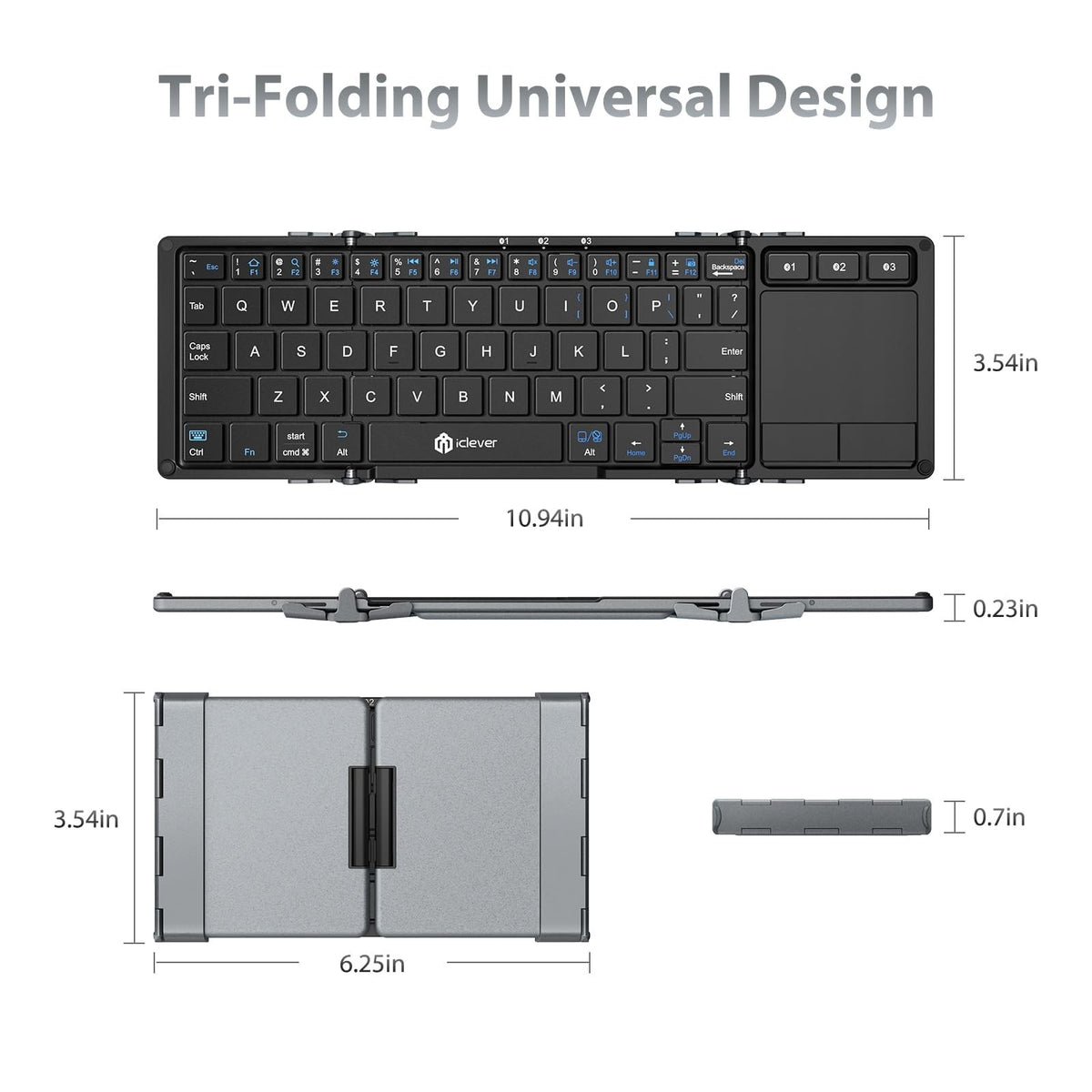 Transform Your Productivity with the Iclever BK08 Foldable Bluetooth Keyboard & Touchpad - Ultimate Portability for Professionals!